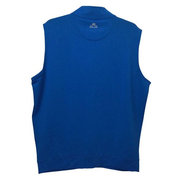 Peter Millar Mock Neck Full Zip Soft Casual Royal Blue Lined Golf Vest Men's L - Picture 2 of 14